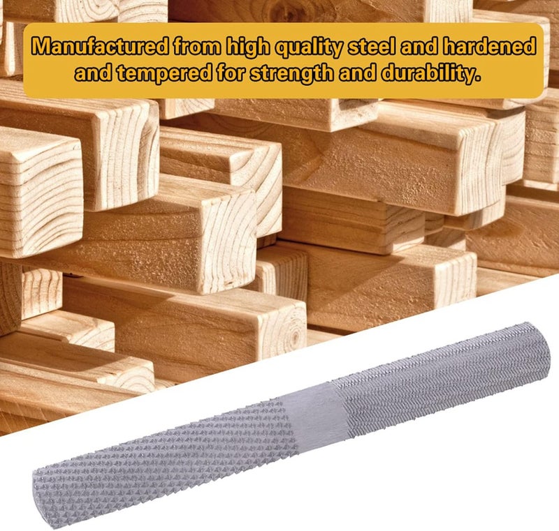 Chazcool 4 Way Wood Rasp File, 4 in 1 Steel Flat Rasp File Half Round Carpentry Woodworking Hand Tool for Carpentry Woodworking 8inch/200mm - Image 2